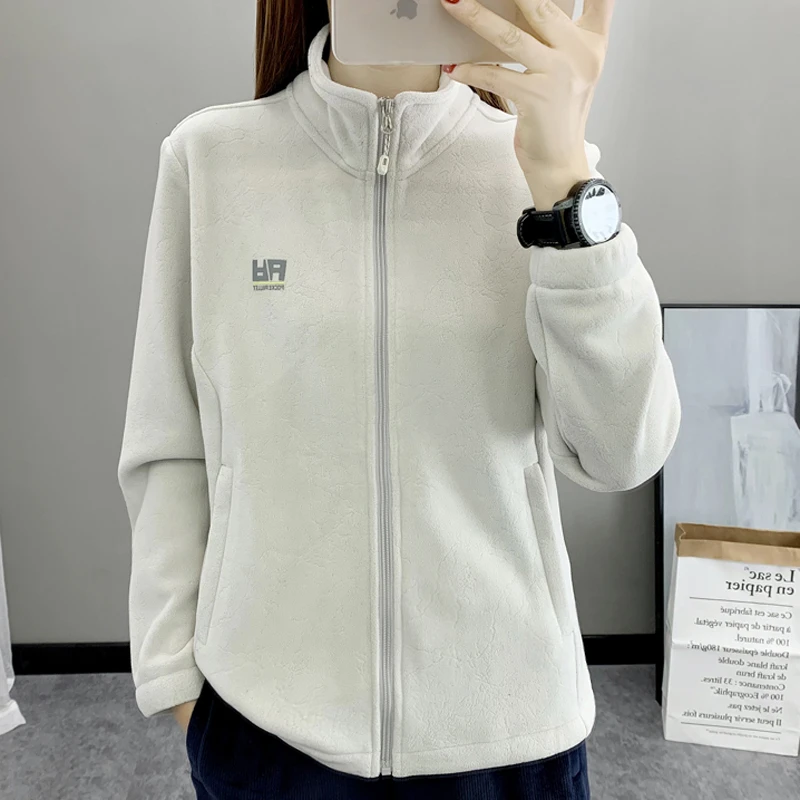高端 秋冬抓绒衣女摇粒绒外套女冲锋衣内胆保暖开衫防寒加厚卫衣