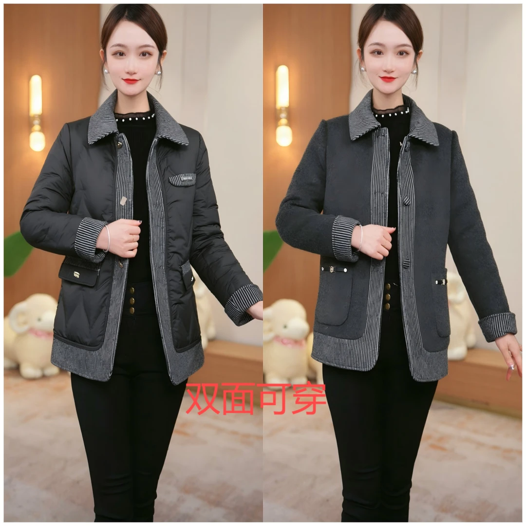 【直播专享】2024年秋冬羽绒服鸭绒大衣羊毛中老年外套女装