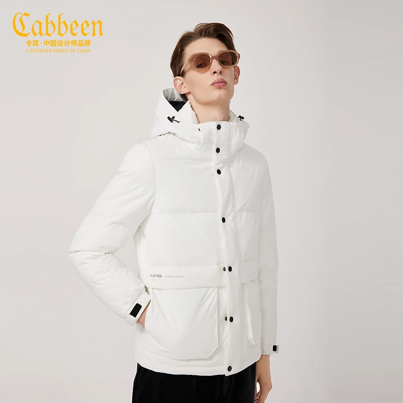 CABBEEN卡宾男装羽绒服秋冬款可拆卸帽面包服潮流街头2214141004