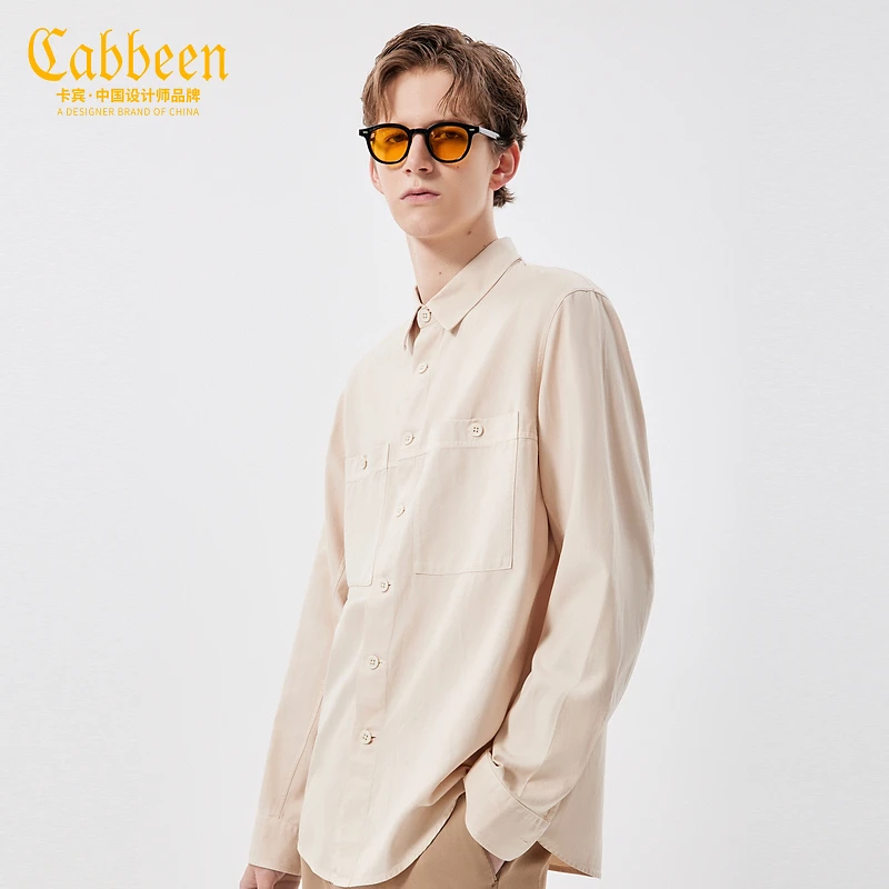 CABBEEN卡宾男装字母刺绣衬衫春款潮流宽松薄外套衬衣2221109010