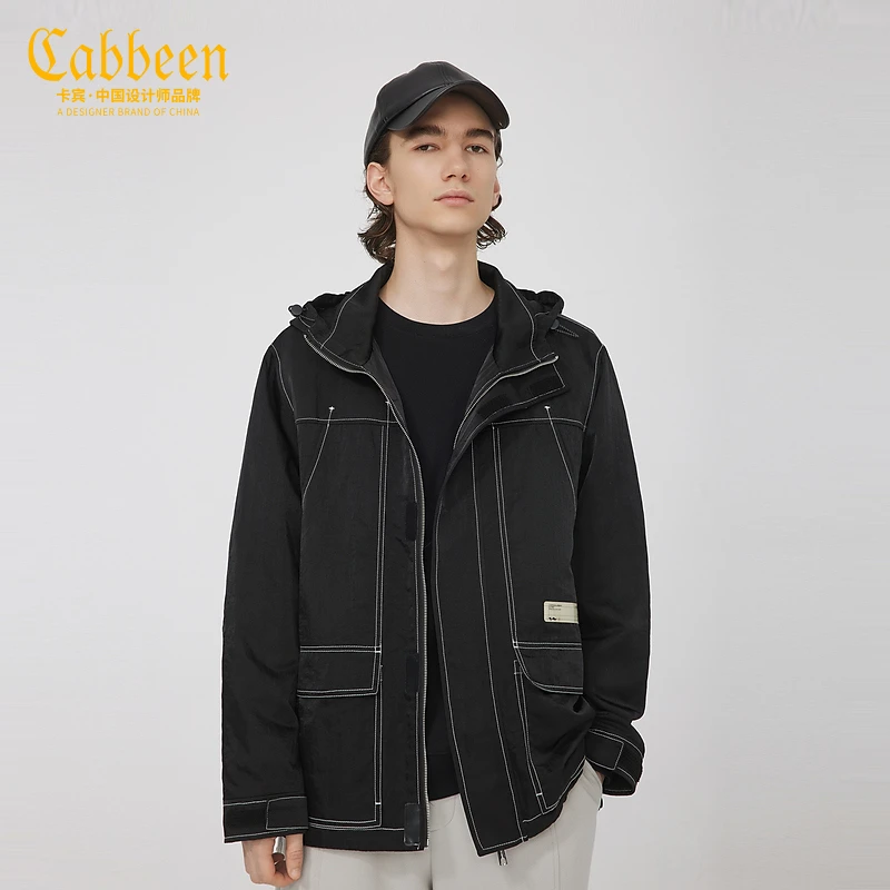 CABBEEN卡宾男装潮流连帽夹克春秋款大码工装宽松外套2221139002