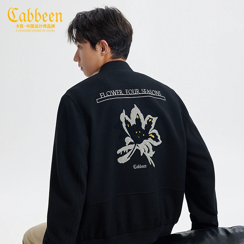 CABBEEN卡宾男装花卉刺绣夹克2024秋冬新款外套H棒球服3244184002