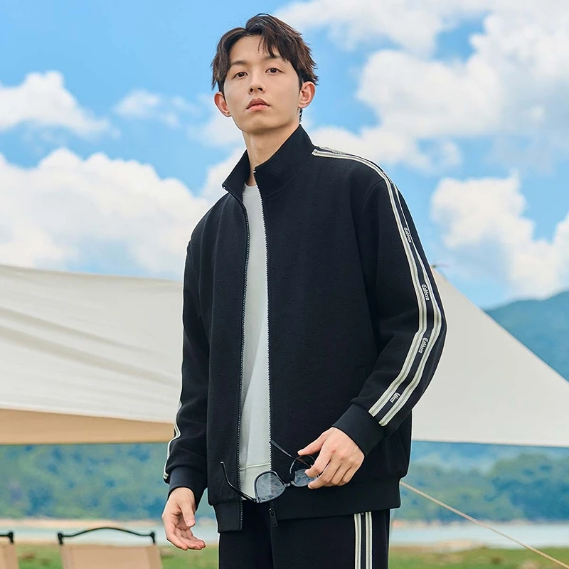 CABBEEN卡宾男装老花提花夹克外套春季大码雅丹风潮3243138026