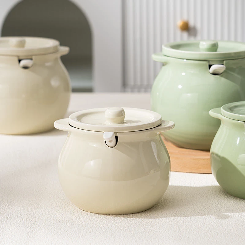 奶油700ml陶瓷猪油罐耐高温油带盖罐辣椒专用罐子厨房家用储油罐