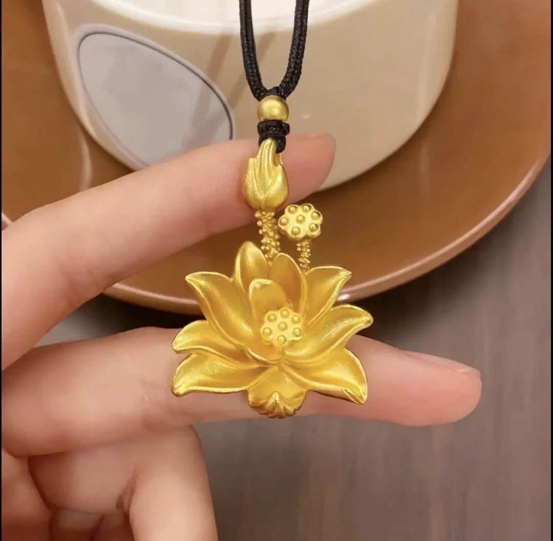 铜合金吊坠 铜合金吊坠古法荷花两世欢富贵平安莲吊坠复古时尚