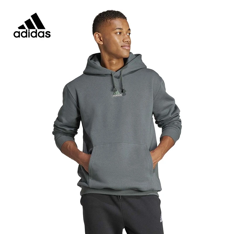 阿迪达斯Adidas男子新款加绒连帽休闲卫衣运动套头衫IS1463