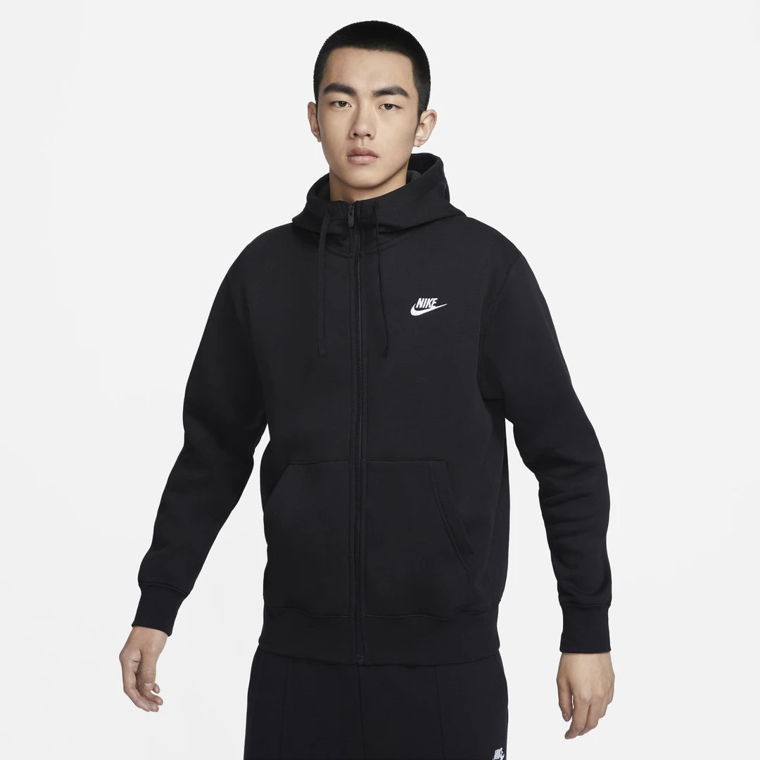 Nike耐克男加绒连帽衫冬季卫衣针织易穿脱柔软舒适简约BV2646-010