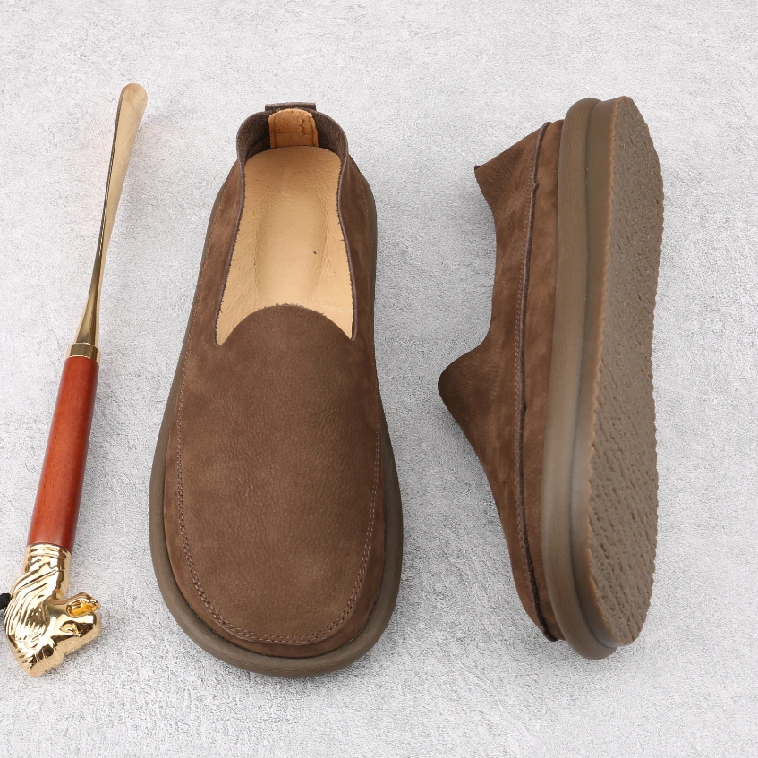 新款男士豆豆鞋一脚蹬软皮软底透气休闲开车鞋