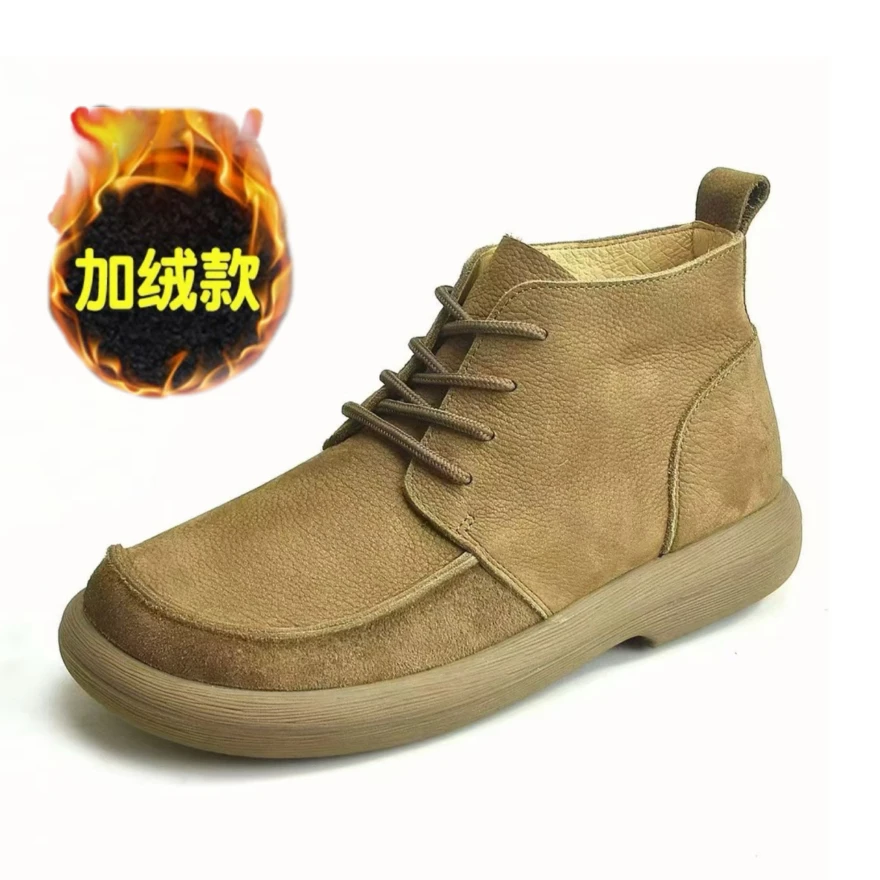 复古工装马丁靴男头层牛皮系带软底短靴秋冬休闲鞋