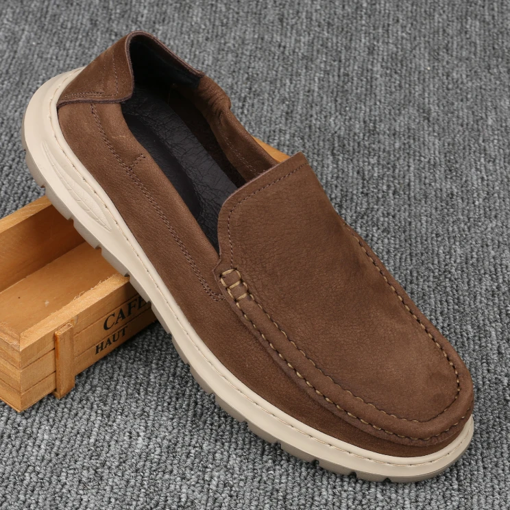单层牛皮豆豆鞋男鞋轻底夏季透气懒人鞋真皮休闲皮鞋一脚蹬乐福鞋