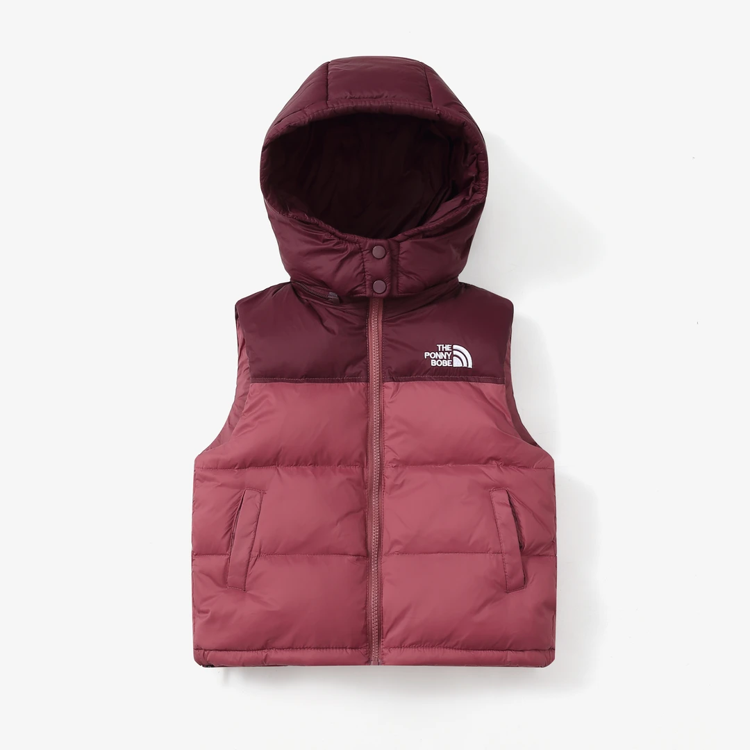 儿童羽丝马甲男女童连帽坎肩小孩冬季绒丝童装中大童校服外穿背心