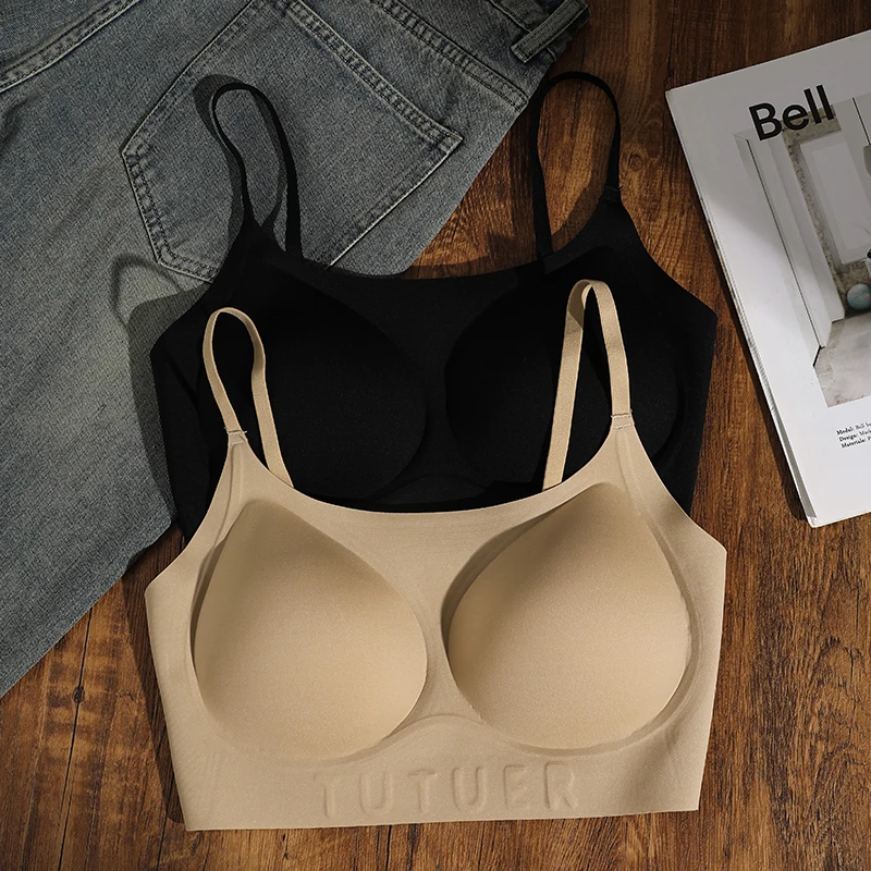 女士一体四季款背心式女聚拢无钢圈舒适收副乳防走光文胸罩空姐
