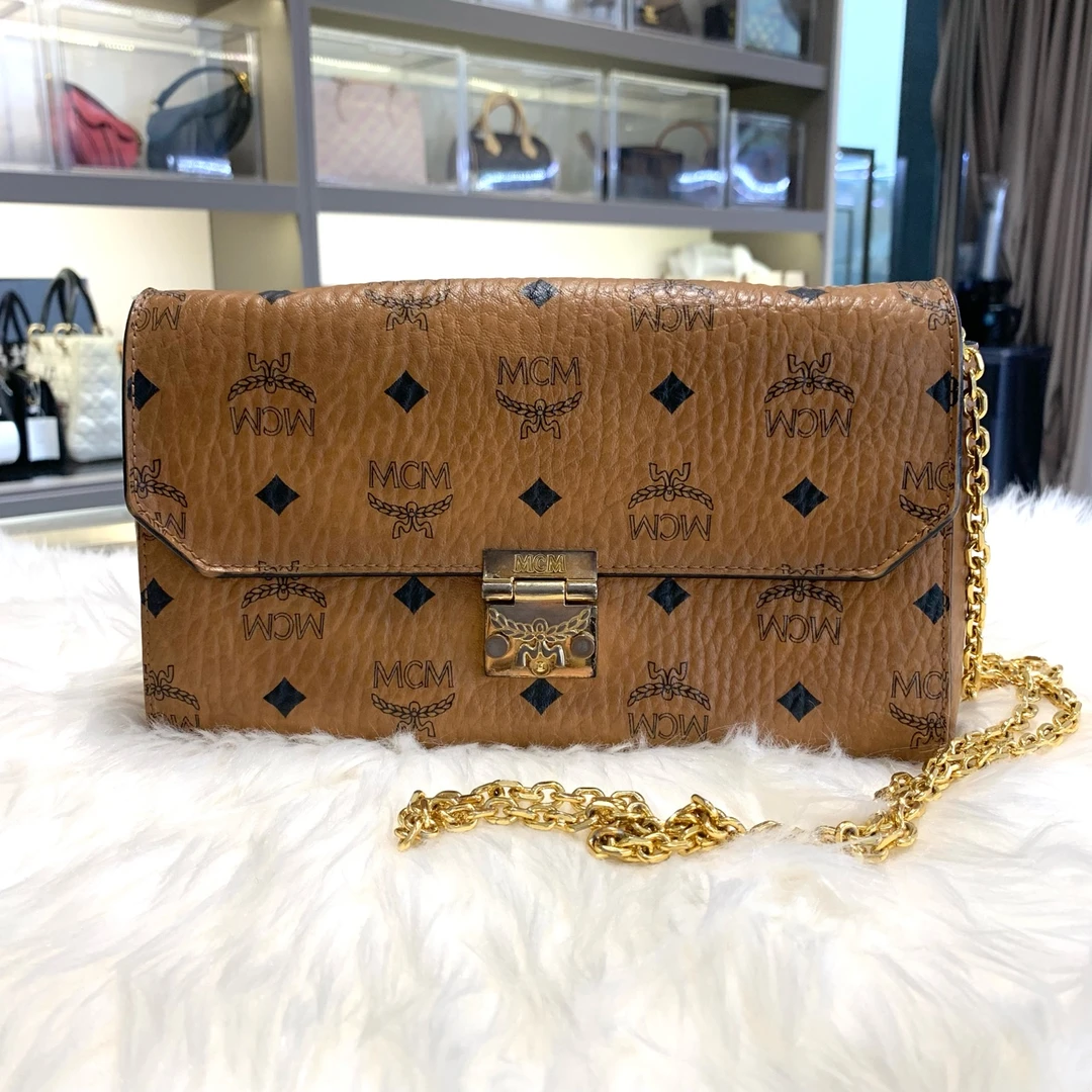 95新 【归集奢品】mcm/干邑色老花斜挎包