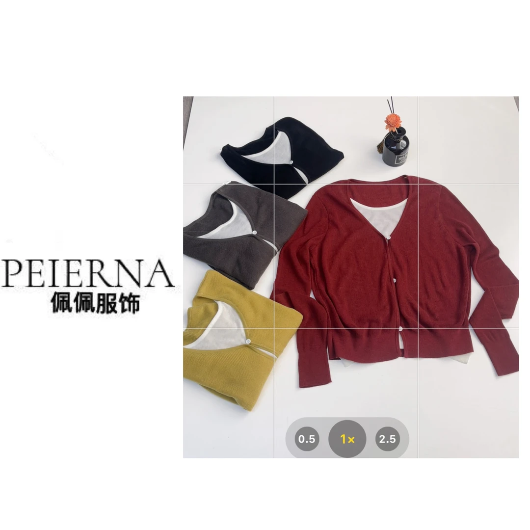 佩佩 八  拼色假两件针织衫  G5648  5095127  撞色韩版秋冬气质