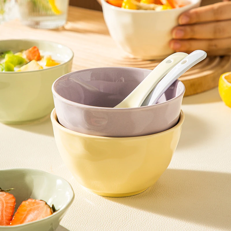 陶瓷吃饭碗餐具碗勺套装家用饭碗水果碗碟盘漂亮碗宿舍用学生新款