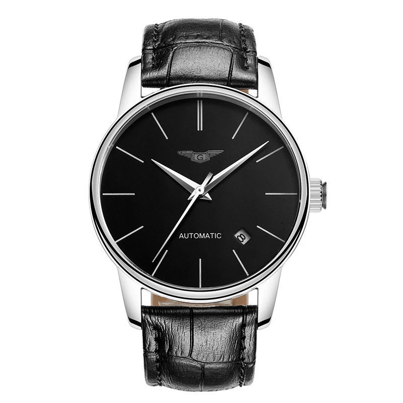 新款冠琴镂空全自动机械表防水经典百搭超薄男士商务休闲手表男潮