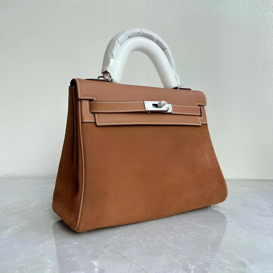 LD-高定款牛绒拼头层牛皮高奢气质女包单肩头层皮通勤手提包包