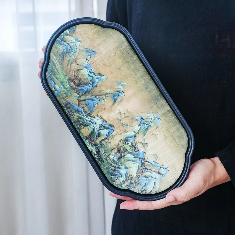 新中式吸水茶盘千里江山干泡盘