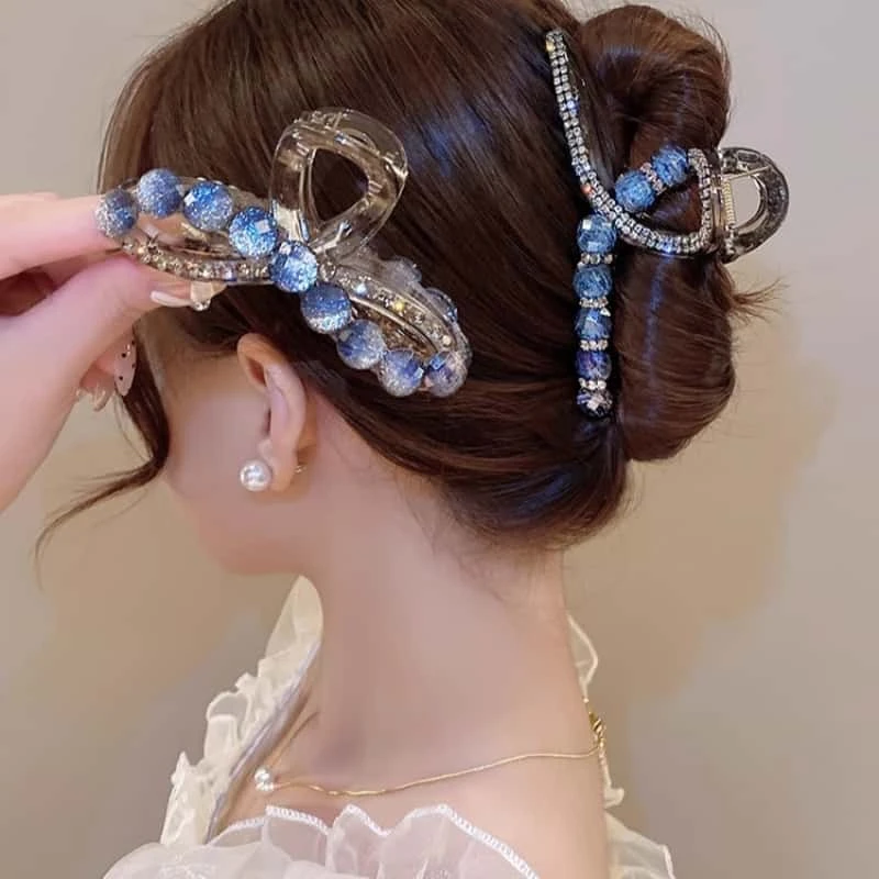 高级感闪钻抓夹女大号发抓时尚盘发鲨鱼夹发夹后脑勺2024年新款