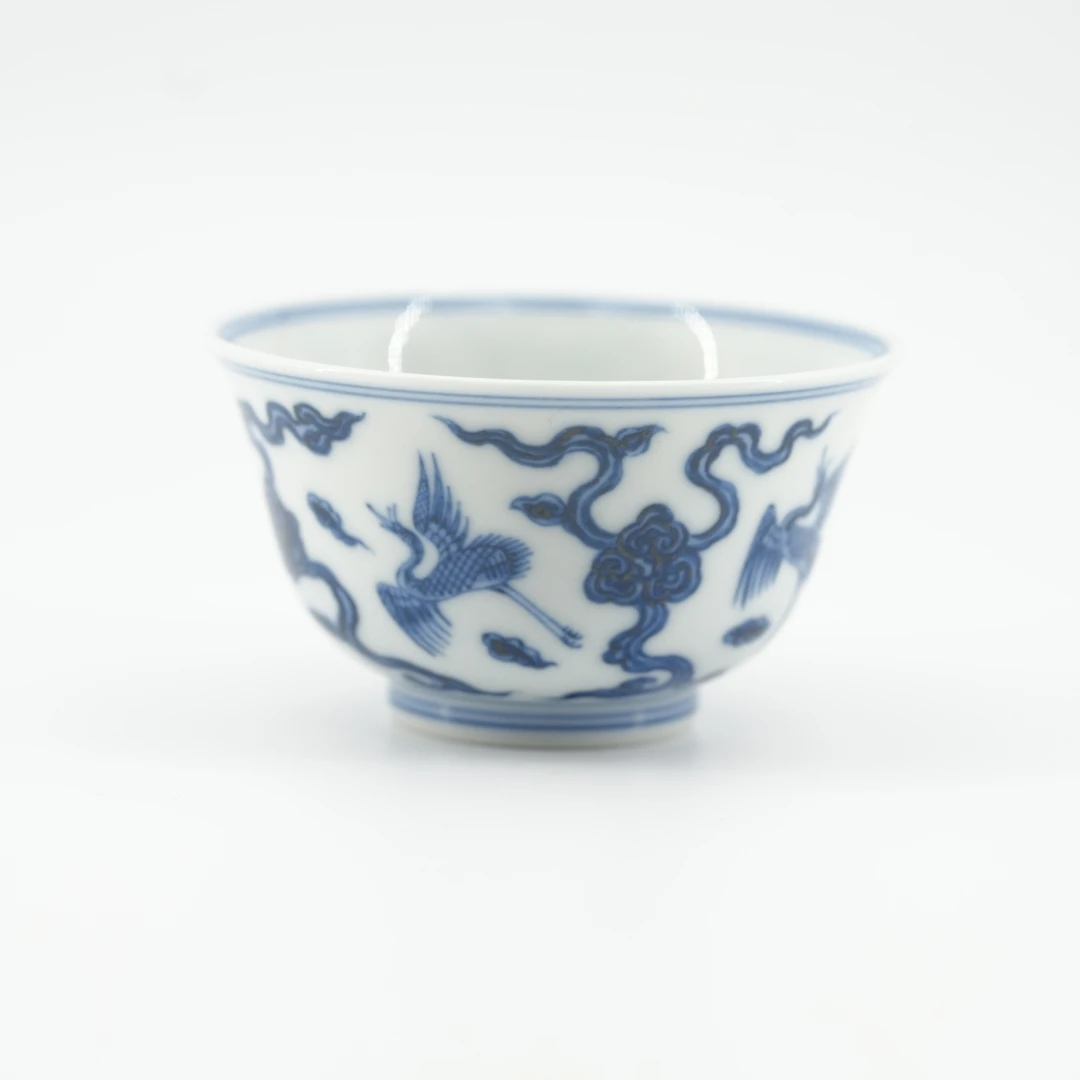 大明风华  青花云鹤杯  景德镇纯手工手绘主人杯 D