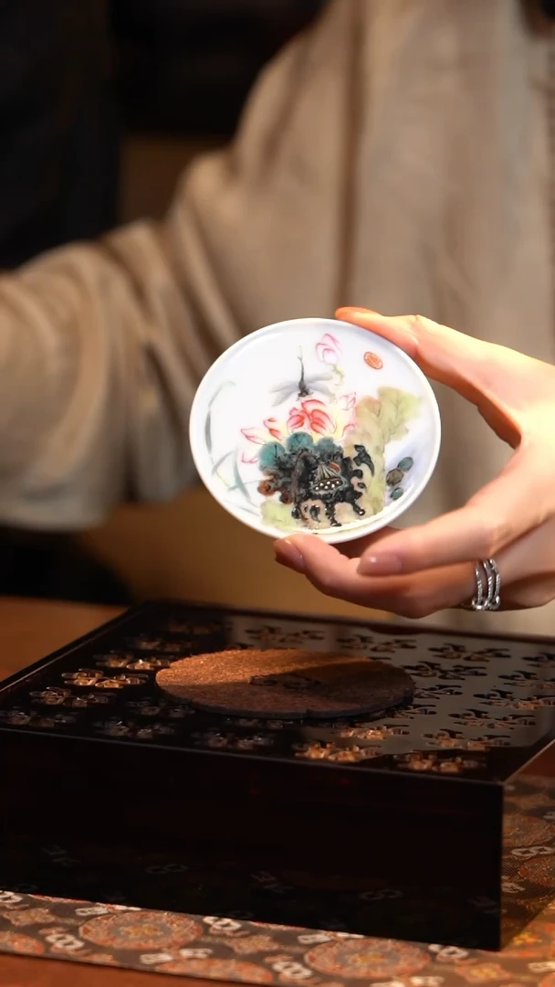 【闪购商品】元煦窑粉彩重工荷花盖置L