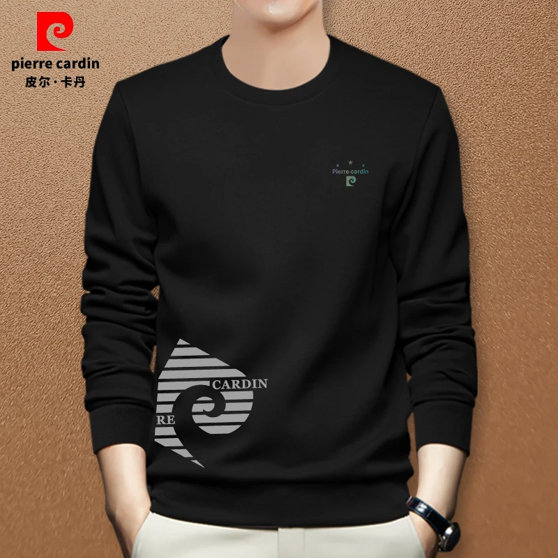 皮尔卡丹新款秋冬圆领高档时尚百搭休闲男士长袖大码卫衣针织衫男