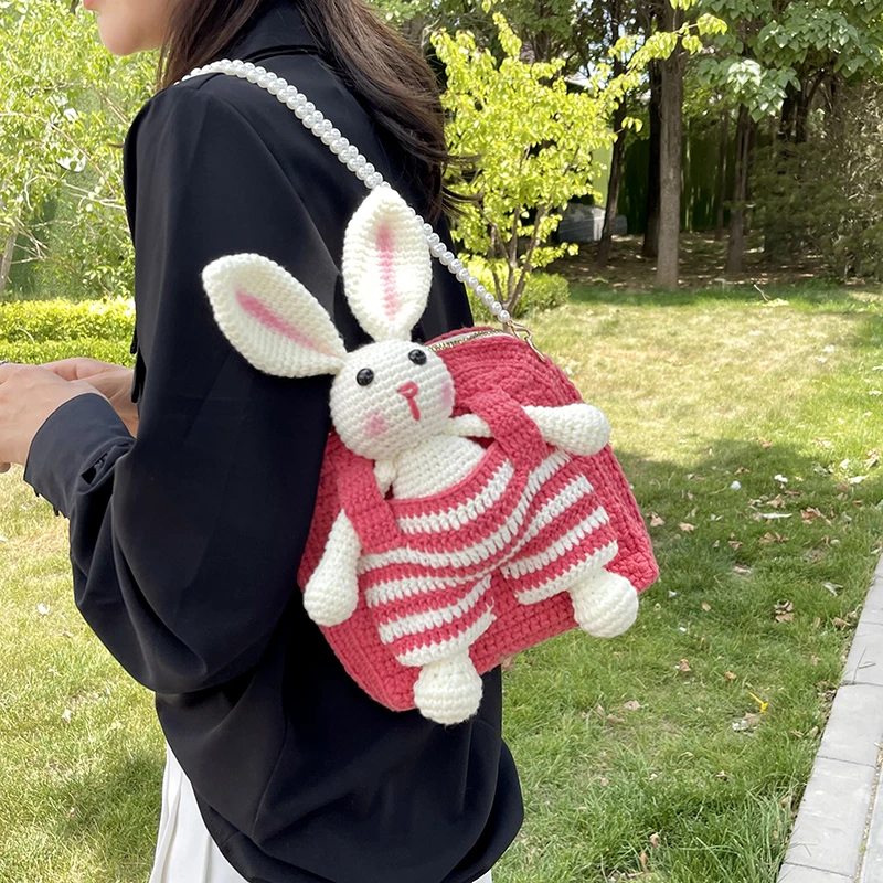 钩针编织包手工diy口袋兔材料包毛线自制手提包单肩包双肩包成品