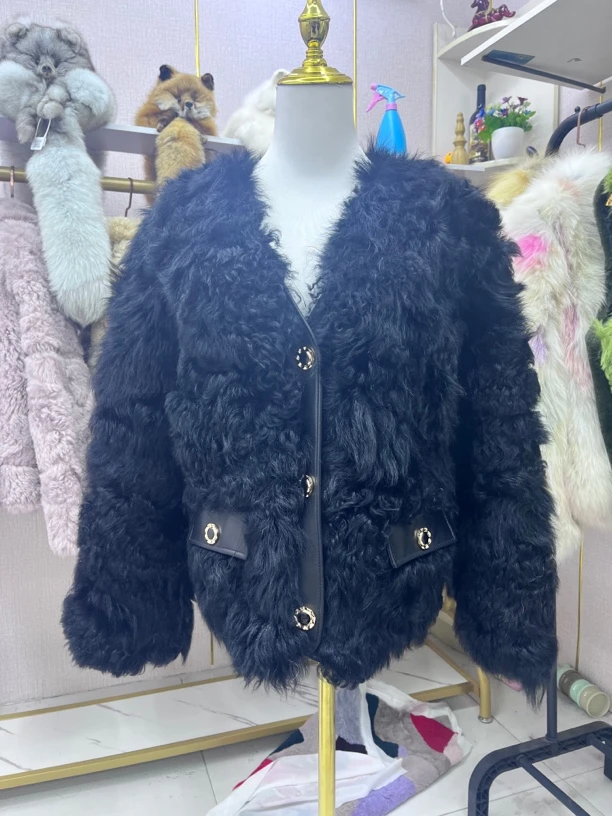 2024新款皮毛一体托卡羊毛外套女短款加厚保暖时尚百搭潮流上衣