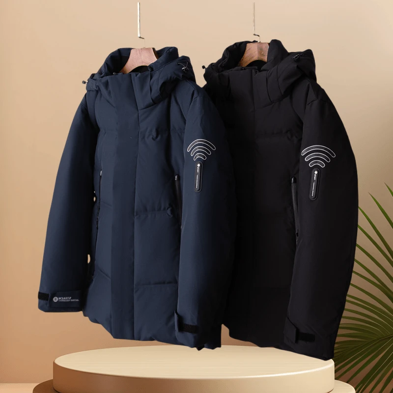 R039撤柜款！白鸭绒！可拆连帽羽绒服男冬季保暖休闲外套防风上衣潮