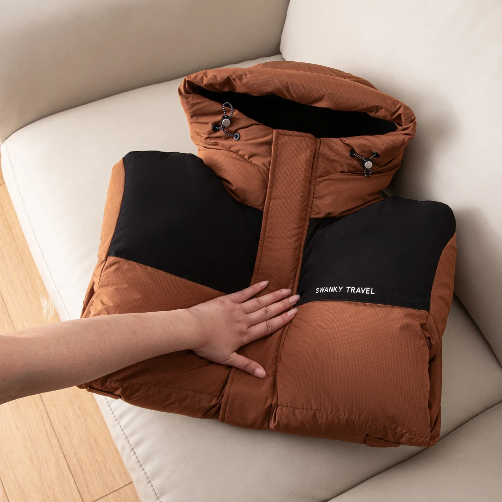 H4U073撤柜～白鸭绒！加厚冬季羽绒服男款连帽休闲短款外套防风上衣