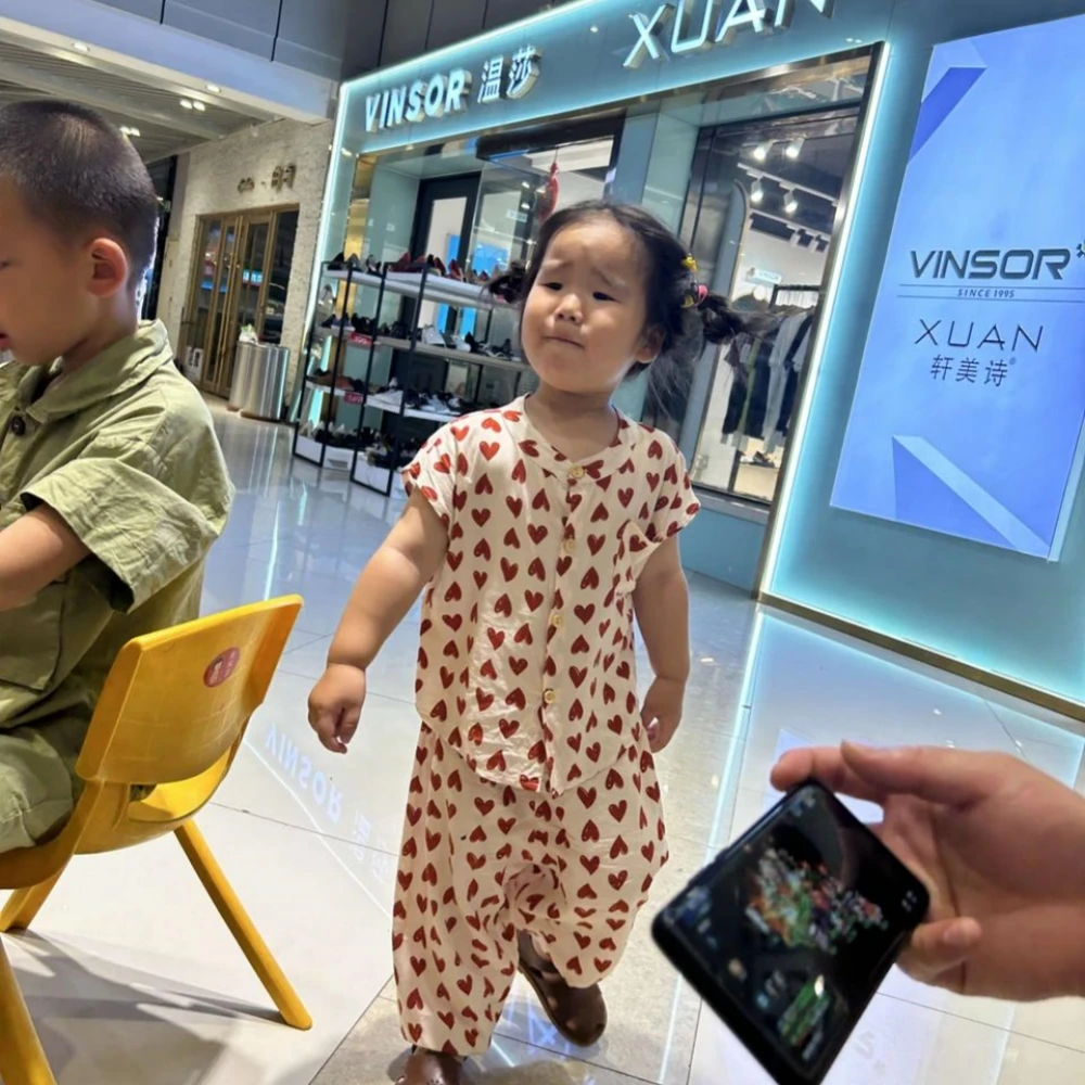 外穿【长裤版】绵绸男女童人造棉套装儿童夏季山东时尚