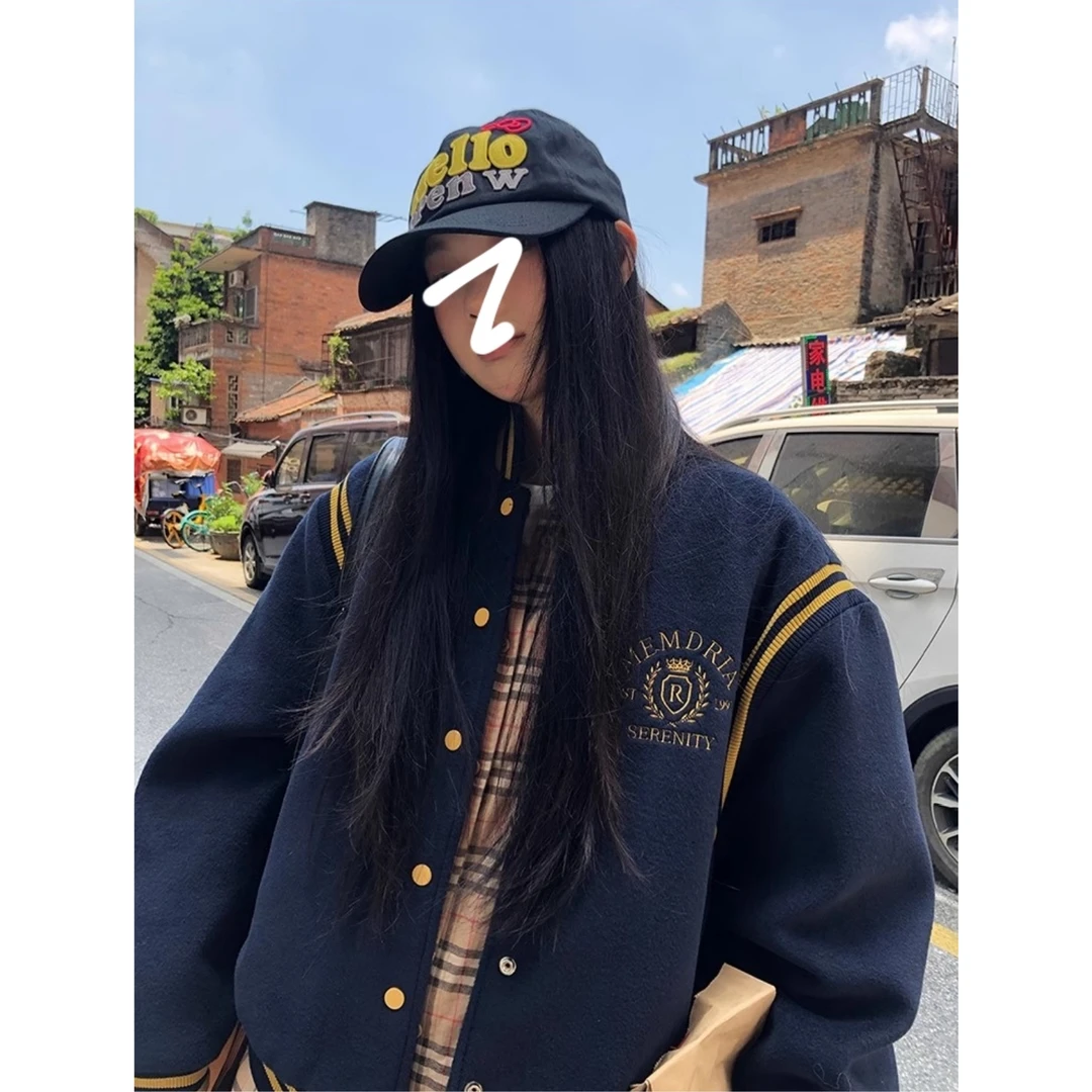 春秋复古潮流嘻哈街头风格美式棒球服短外套宽松休闲百搭上衣女