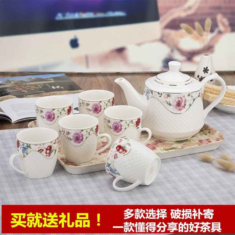 陶瓷家用茶壶套装婚庆茶具杯具大容量耐热泡茶壶冷水壶凉水壶水杯