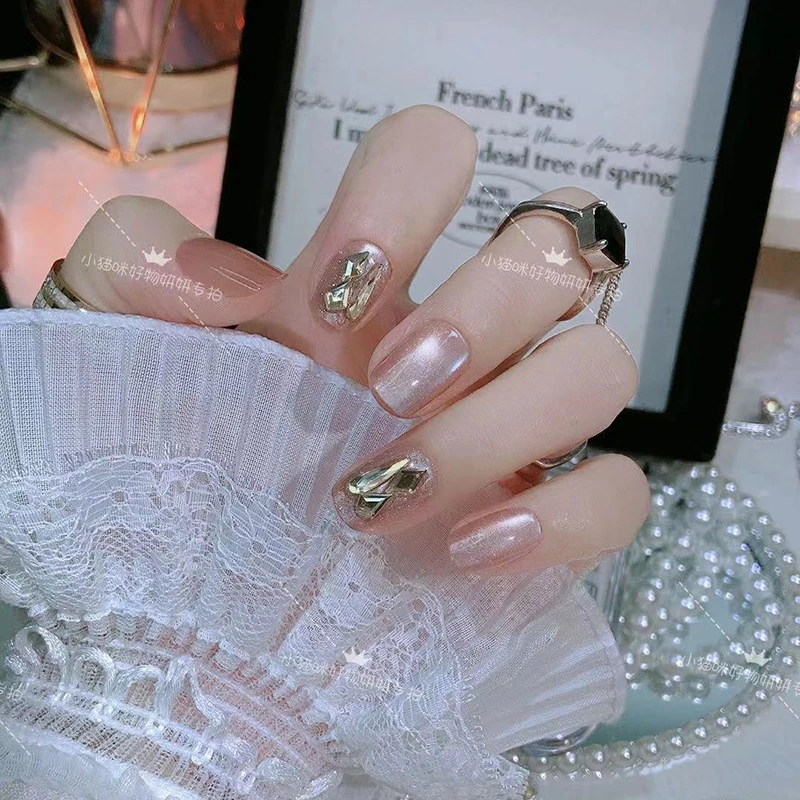 （短款）穿戴甲果冻胶高级感小众显白美甲贴片假指甲指甲贴片可拆卸