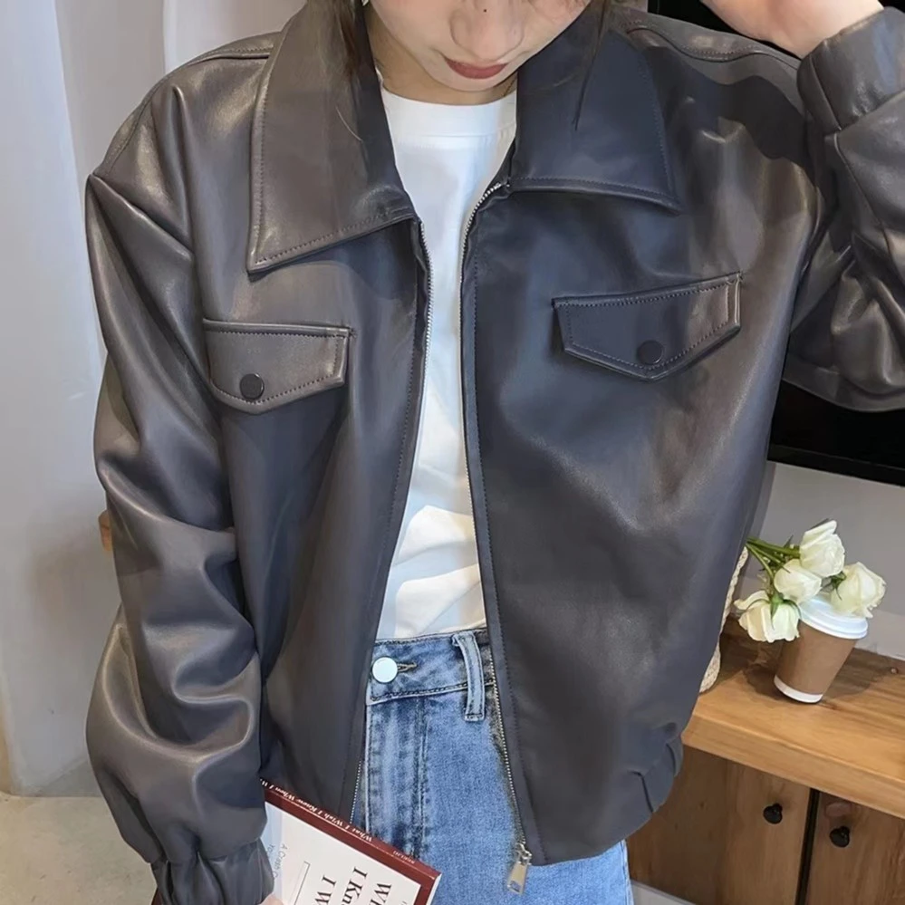 【优搭严选】优搭定制时尚百搭洗水皮外套A723