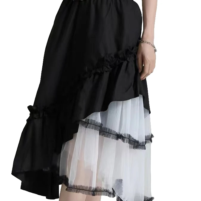 【优搭严选】时尚定制百搭气质甜美初春拼接网纱半身裙A136