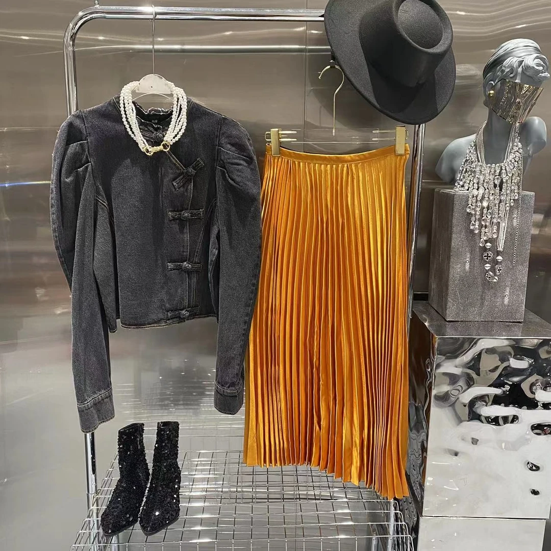 【优搭严选】优搭定制时尚设计款盘扣牛仔外套70373