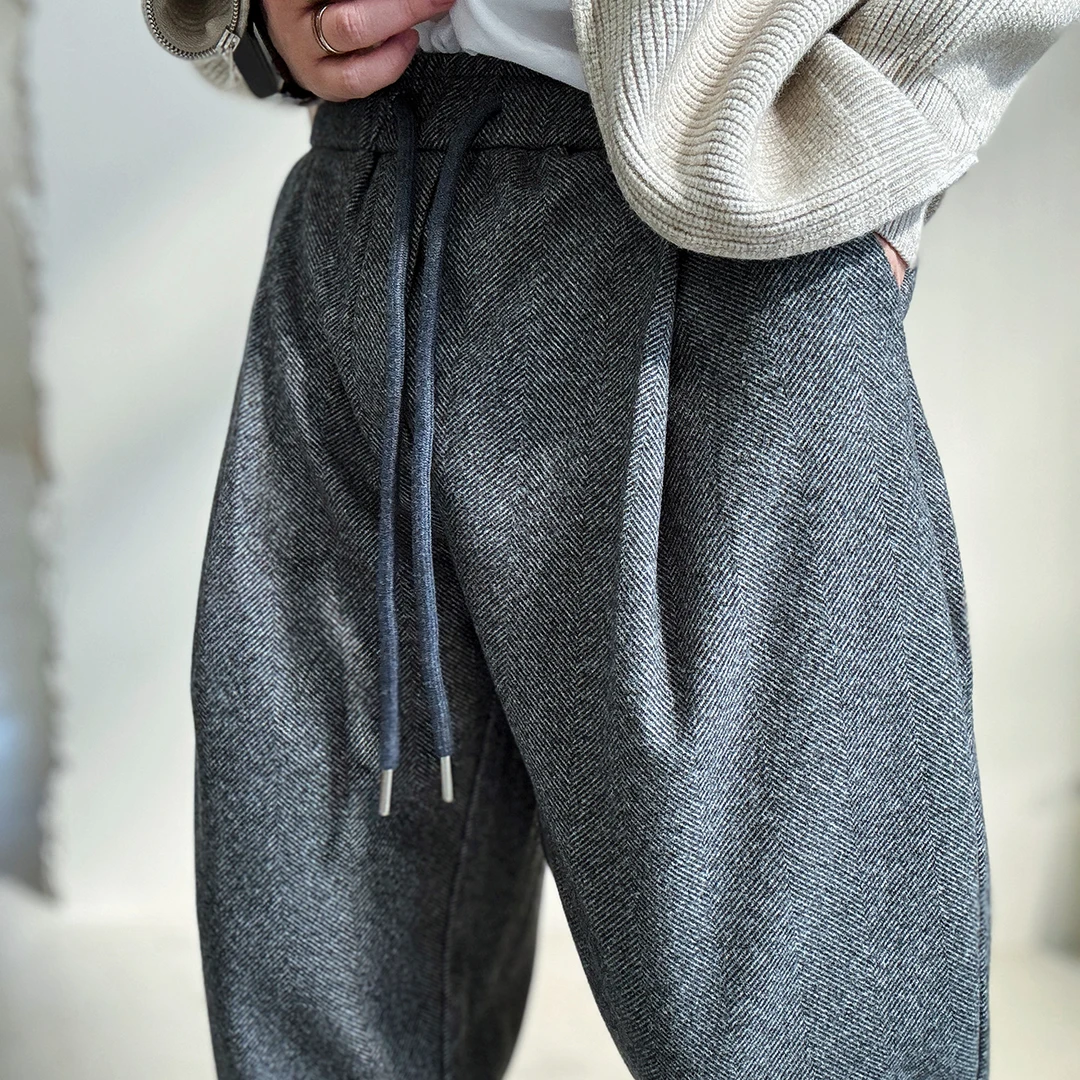 陆星家【重磅毛呢裤】冬季超保暖休闲裤男士高级宽松韩版百搭K23