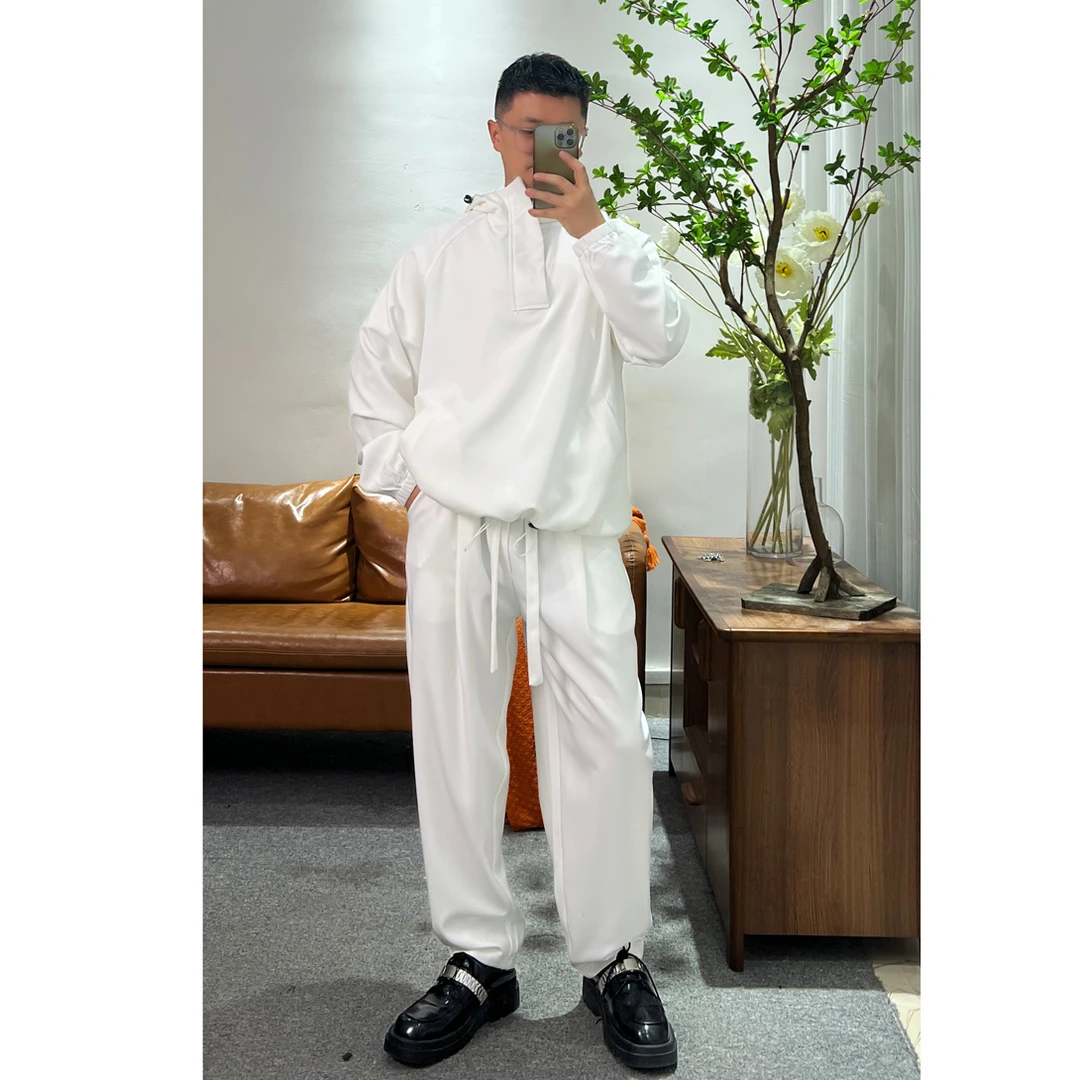 陆星家【连帽套装乐丽丝】早春简约纯色男士卫衣套头工装拉链W09