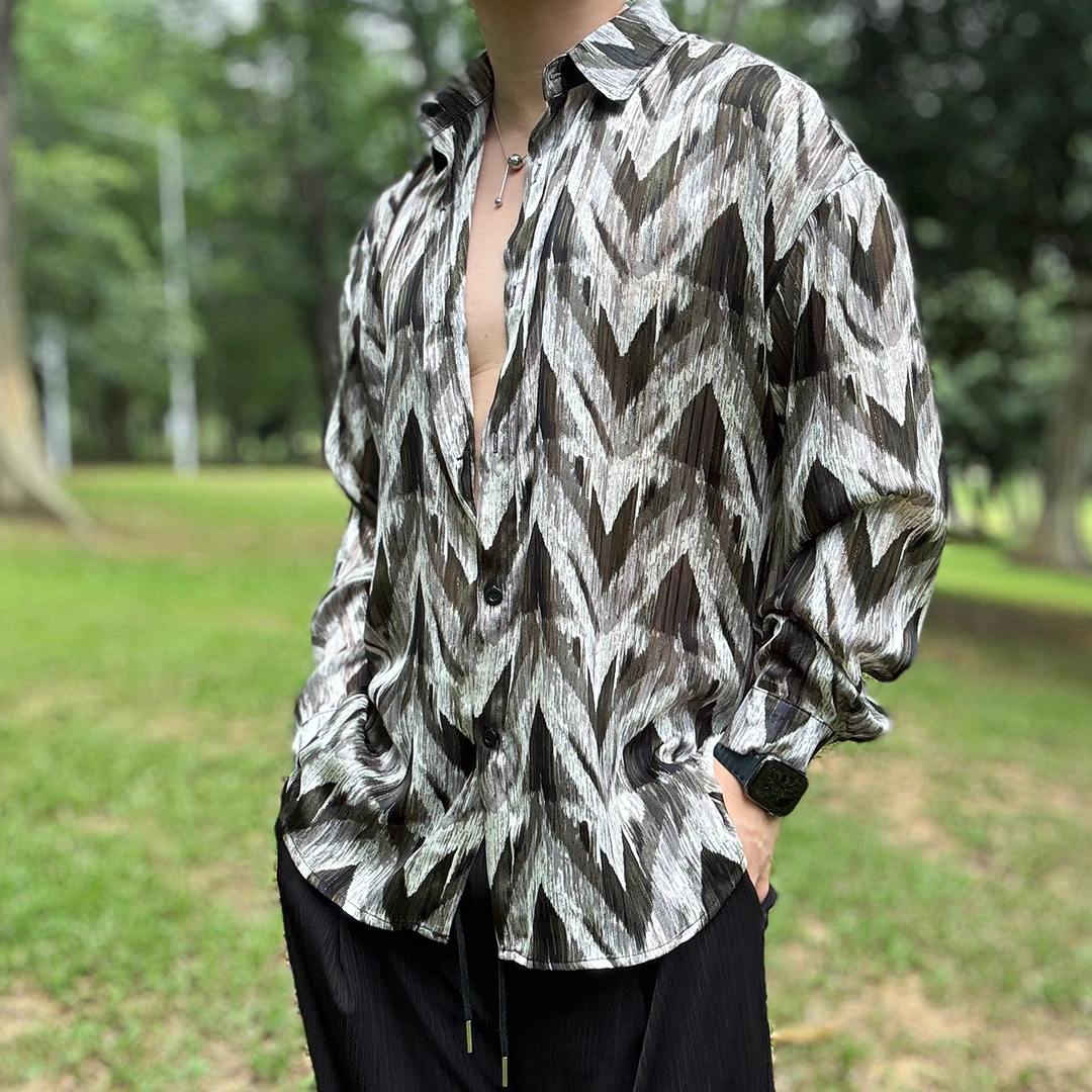 陆星家【流年】超薄透气清凉夏季男士衬衫复古休闲宽松潮流衬衣C115