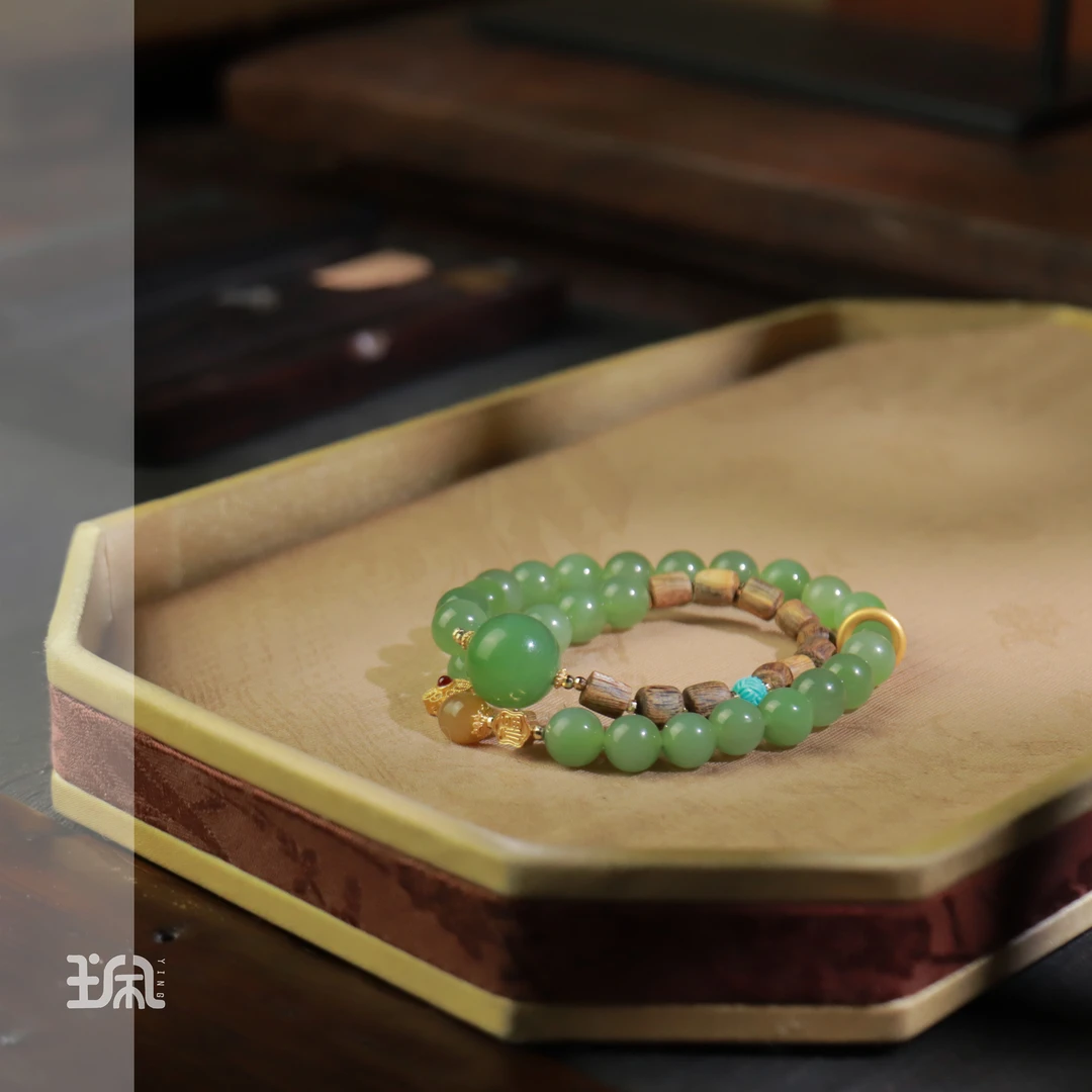 春愁|和田玉*手串*18K金镶嵌QC23111720多样性发其一