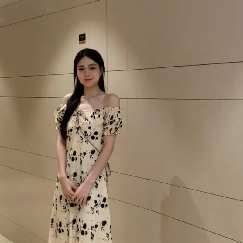 清仓【南国晚风】夏季气质显瘦绑带碎花方领连衣裙 J166