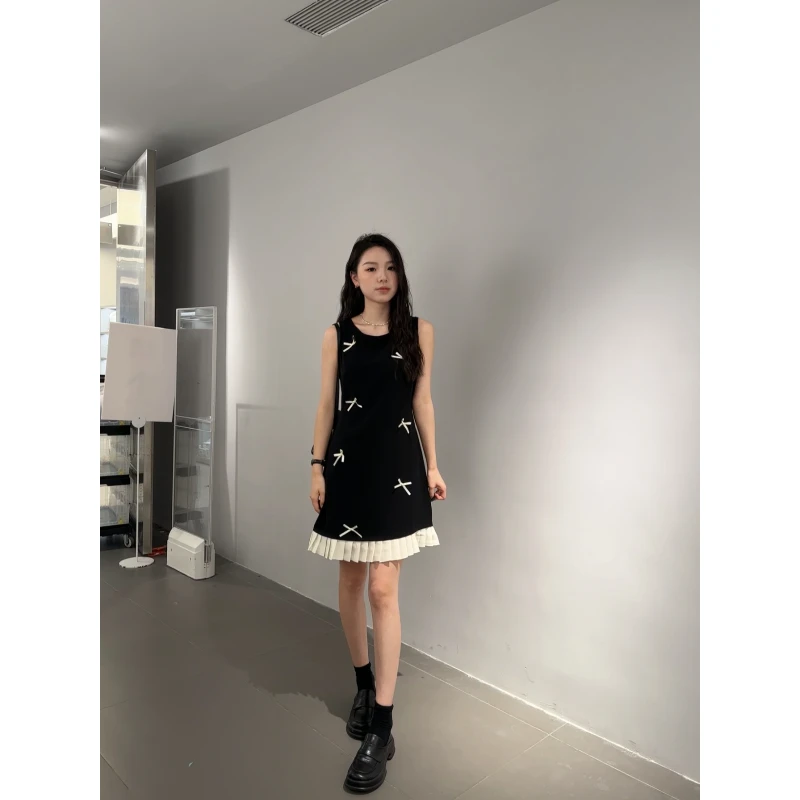 清仓【Miu系千金】加长圆领立体蝴蝶结气质收腰连衣裙JY387