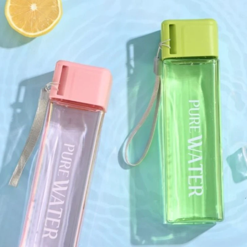 透明方形塑料杯简约潮流立体水壶学生ins创意耐高温太空杯子便携