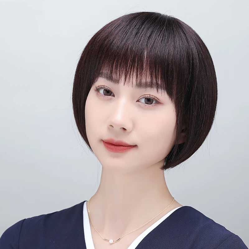 假发女短发真发全头套全真自然时尚波波头中老年妈妈光头假发套