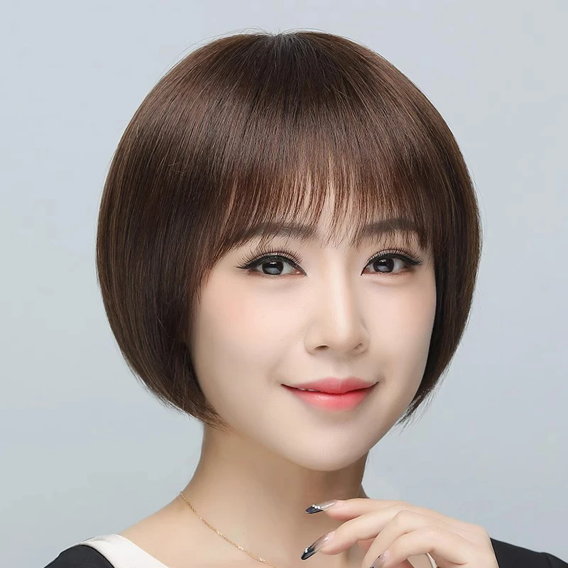 假发女全头套短发波波头真发全真人发丝中老年妈妈化疗光头假发套