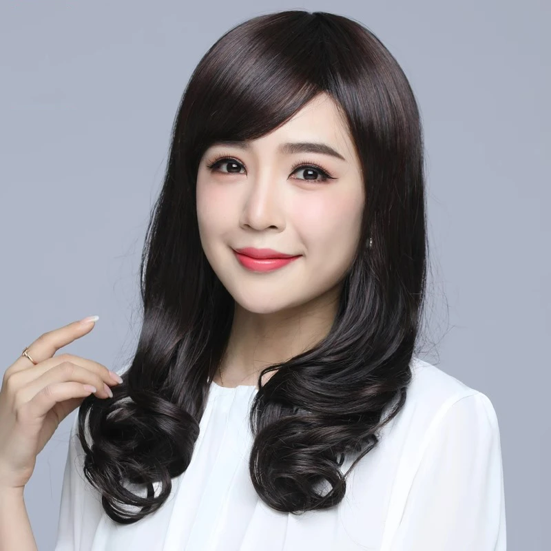 妈妈假发长款卷发真发全真人发丝全头套女士化疗后光头时尚假发套