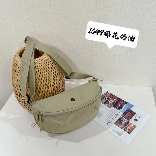 韩版运动休闲时尚肩包百搭ins帆布包单肩斜跨包2024潮流腰包挎包