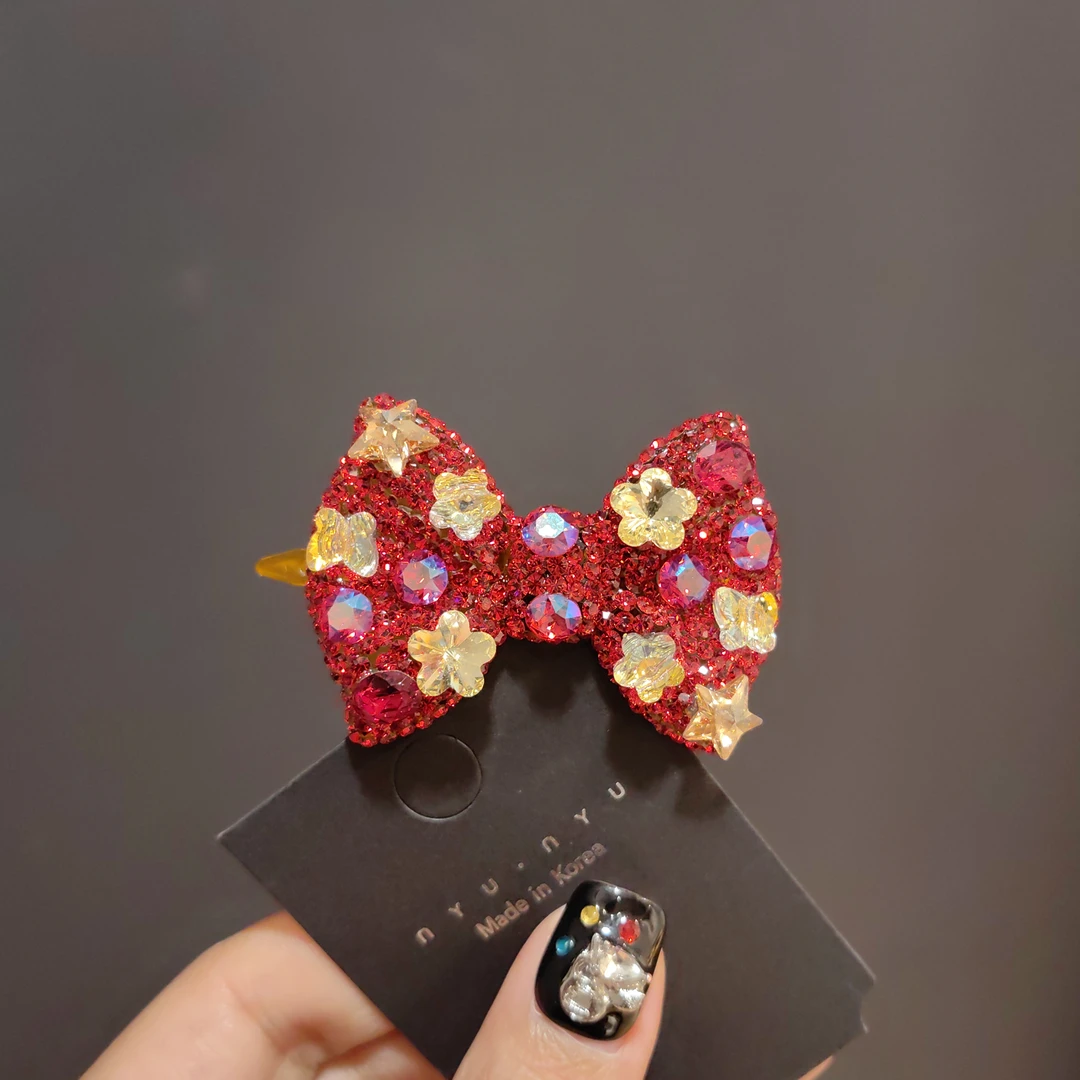 韩版施家闪钻高级感青蛙扣时尚刘海侧边夹氛围感扣夹彩色小众气质