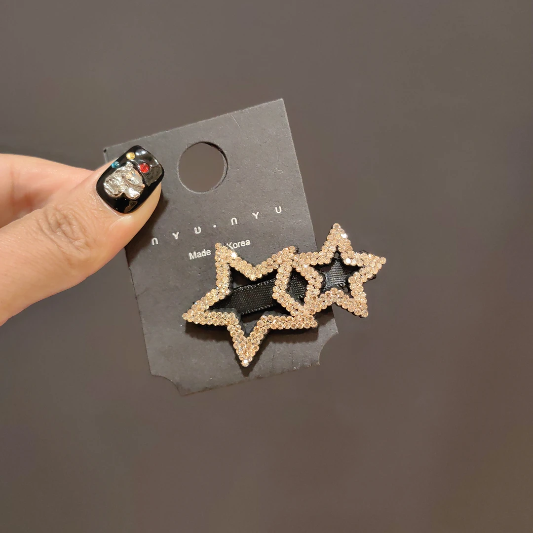 韩国施家钻超闪星星鸭嘴夹时尚气质刘海夹简约百搭侧边夹洋气发饰